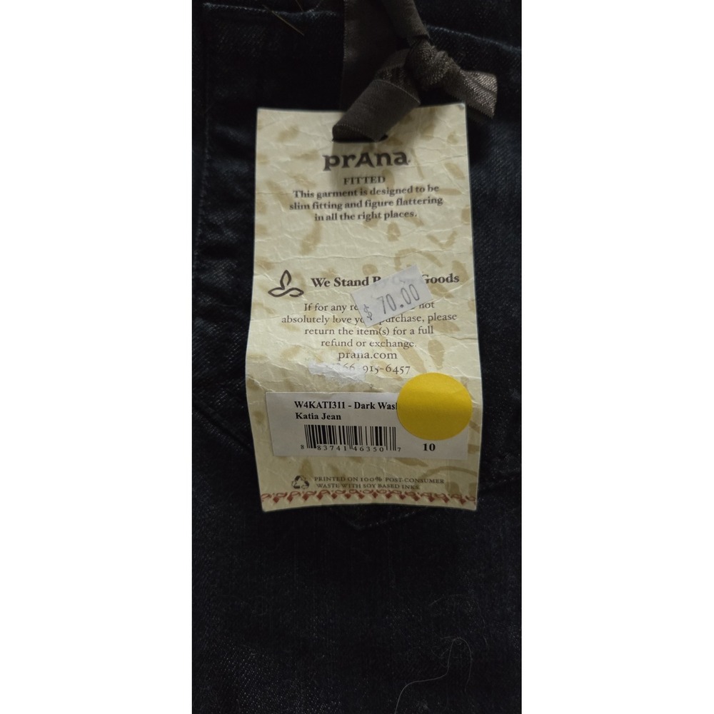 Prana Fitted Dark Wash Denim Blue Katia Jeans Women 10 (34" Inseam) NWT - Picture 6 of 8